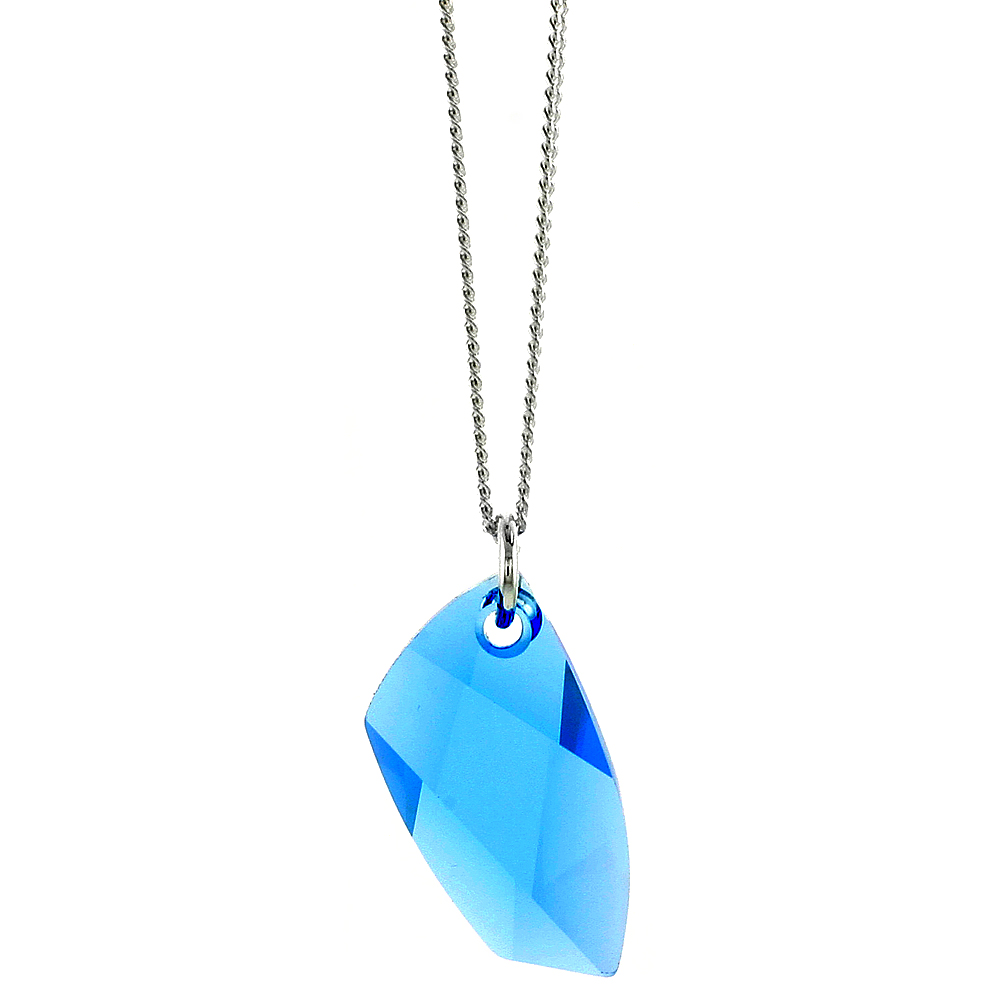 Sterling Silver Blue Topaz Avant-Garde Swarovski Crystal Necklace for Women 16 inch