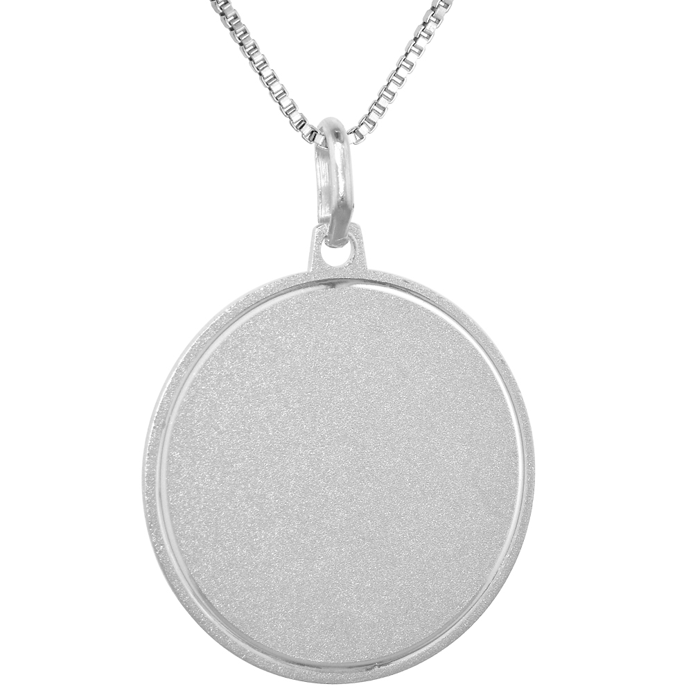 Sterling Silver Disk Pendant Round for Engraving Italy 1 inch