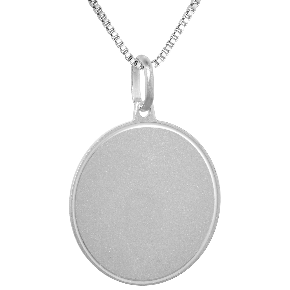 Sterling Silver Disk Pendant Round for Engraving Italy 7/8 inch