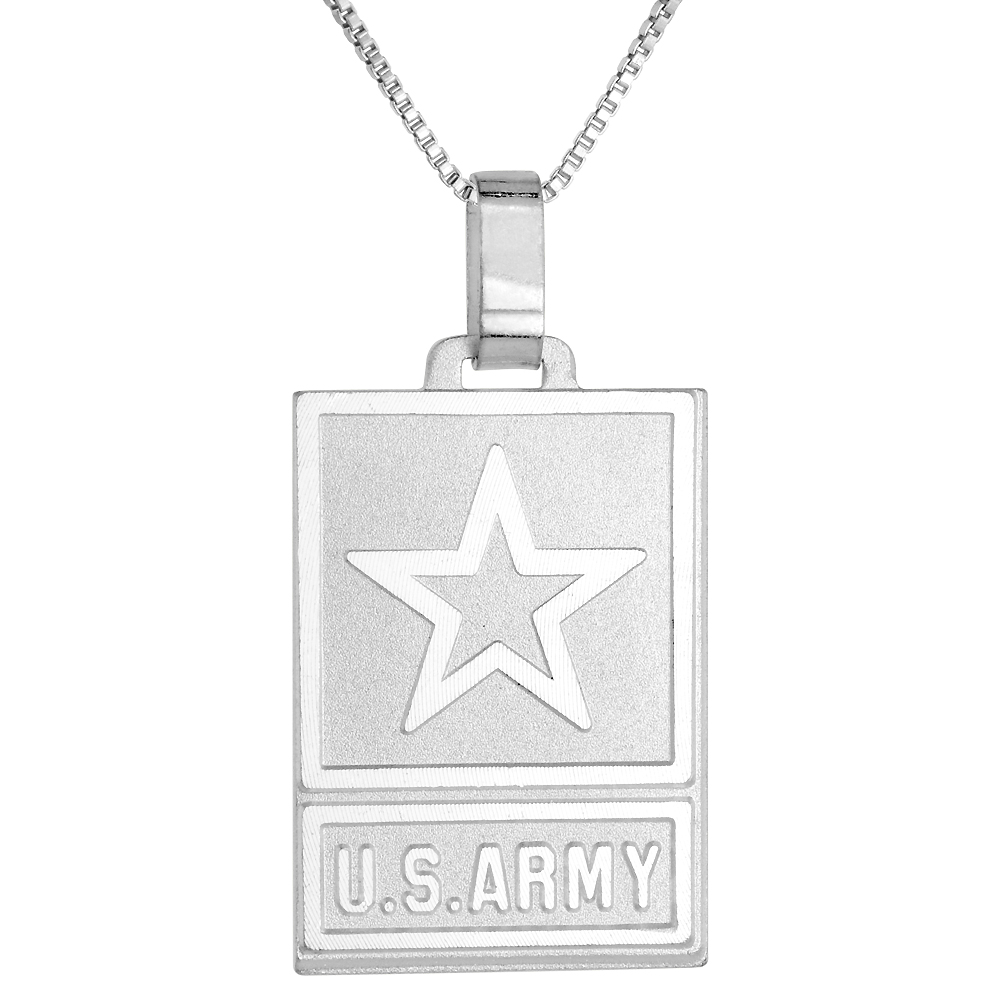 Sterling Silver US ARMY Necklace 1 1/4 inch