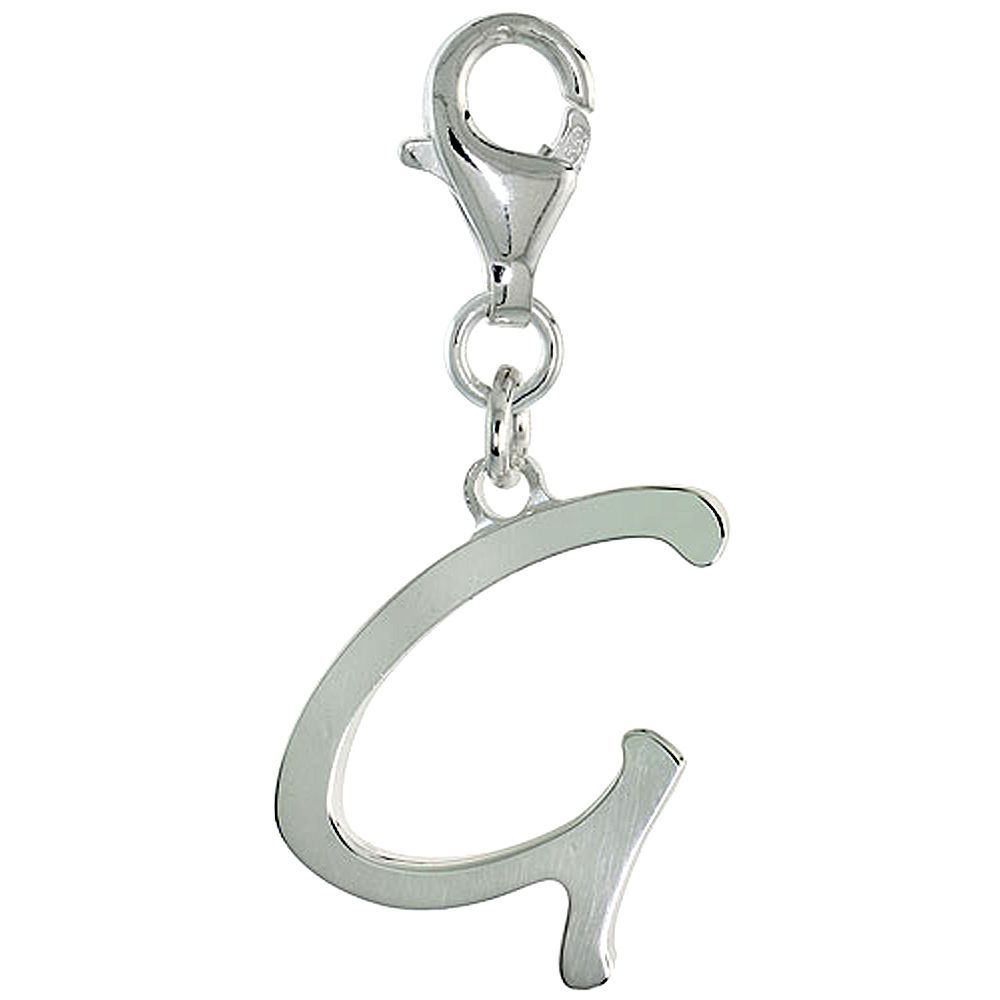 Charms for Bracelets and Necklaces Initial G Charm With Lobster Claw Clasp 