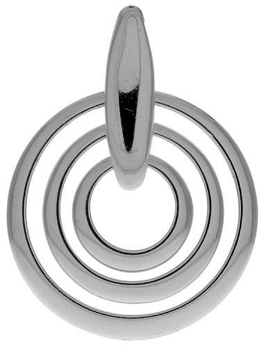 Sterling Silver Triple Circle Cut Outs Pendant, 1 3/8&quot; (35 mm) tall