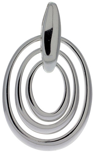 Sterling Silver Triple Oval Cut Outs Pendant, 1 5/16&quot; (34 mm) tall
