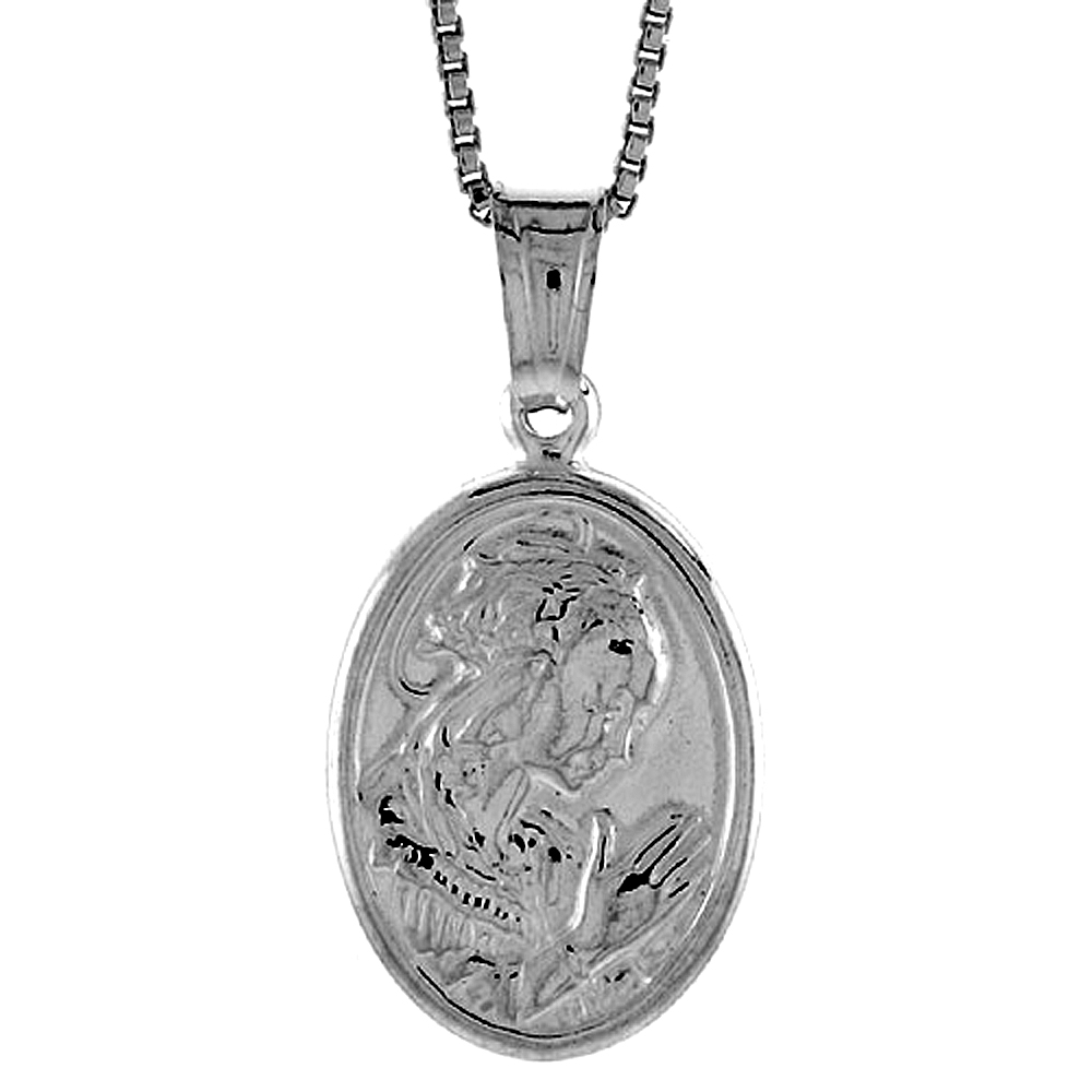 Sterling Silver A Praying Pendant Hollow Italy 11/16 inch (18 mm) Tall 