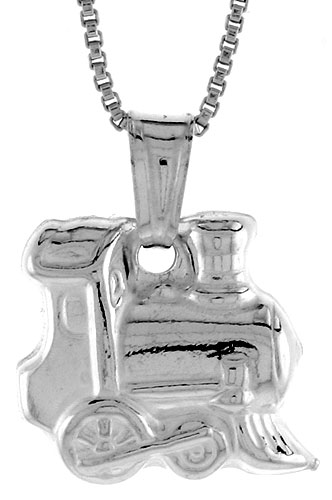 Sterling Silver Small Train Pendant Hollow Italy 9/16 inch (14 mm) Tall 