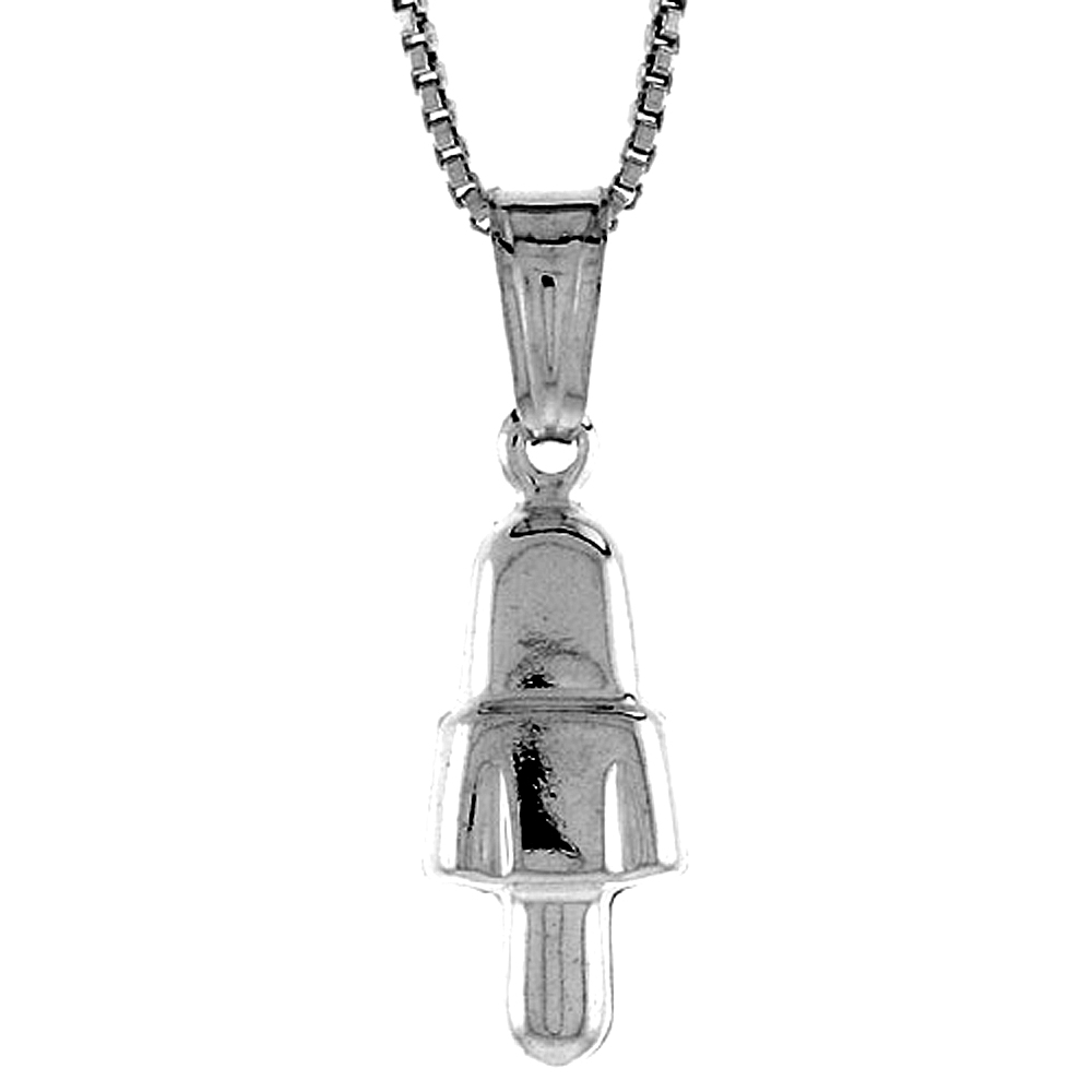 Sterling Silver Small Bell Pendant Hollow Italy 5/8 inch (16 mm) Tall 
