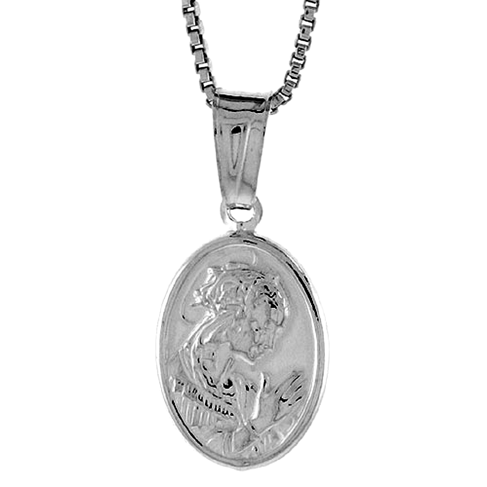 Sterling Silver A Praying Pendant Hollow Italy 9/16 inch (14 mm) Tall 