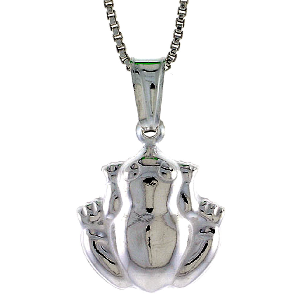 Sterling Silver Frog Pendant Hollow Italy almost 9/16 inch (14 mm) Tall 