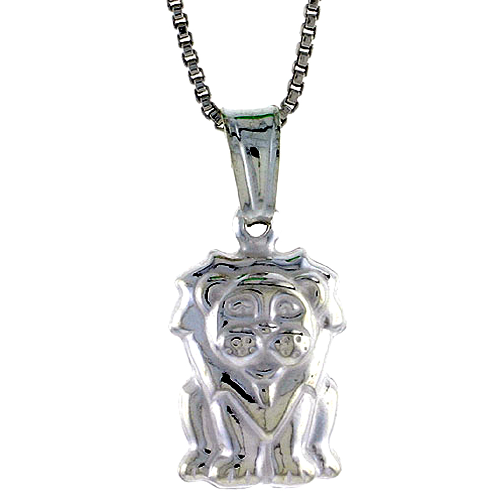Sterling Silver Lion Pendant Hollow Italy almost 9/16 inch (14 mm) Tall 