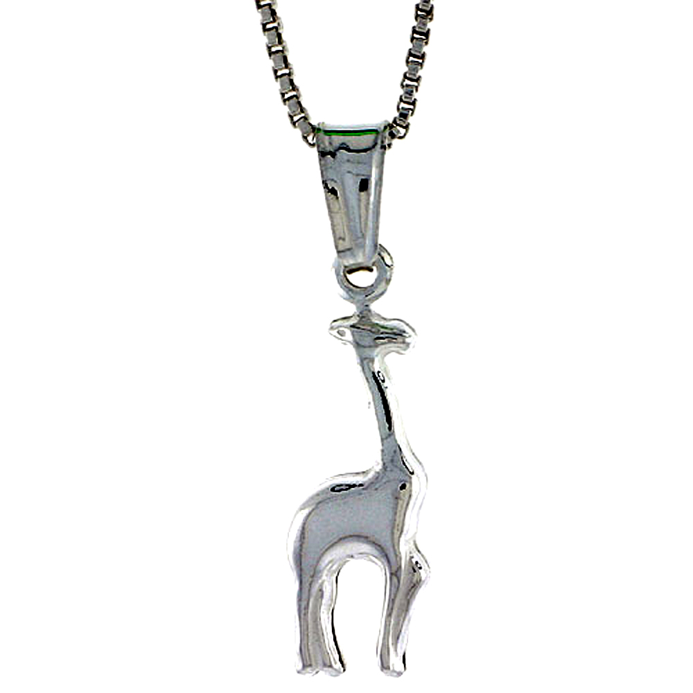 Sterling Silver Giraffe Pendant Hollow Italy 11/16 inch (18 mm) Tall 