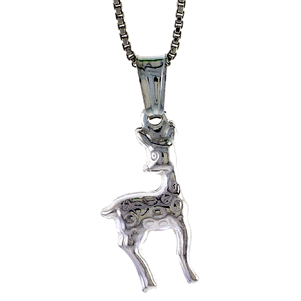 Sterling Silver Giraffe Pendant Hollow Italy 11/16 inch (18 mm) Tall 