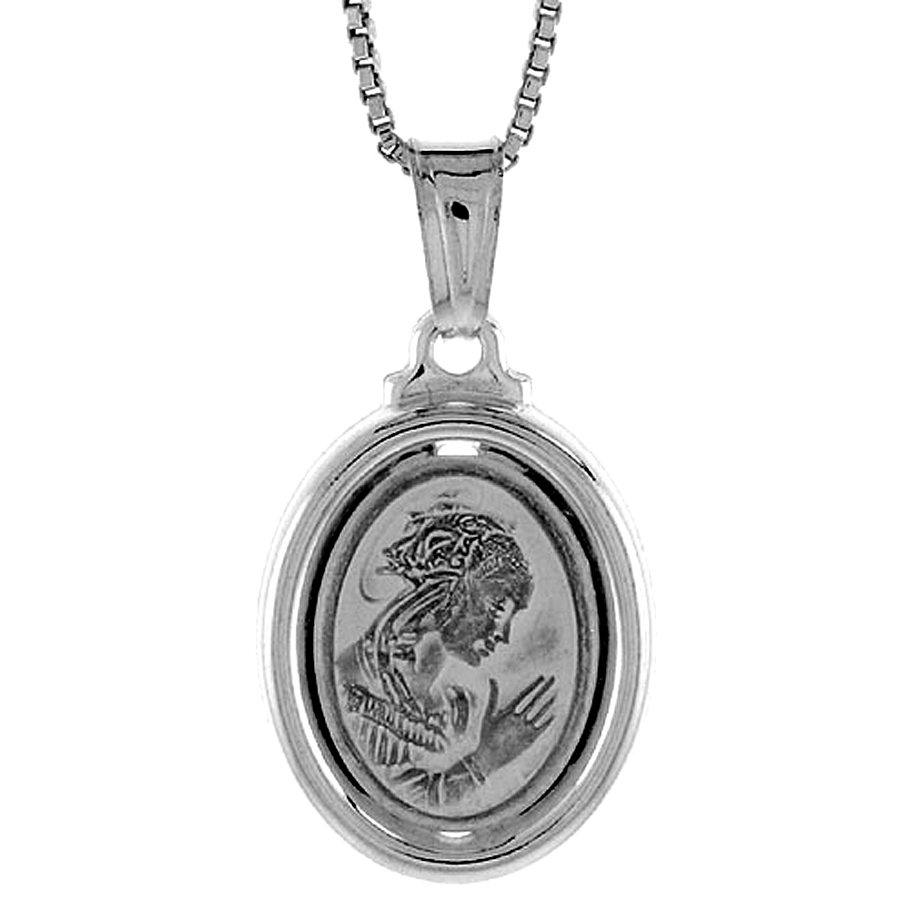 Sterling Silver A Praying Pendant Hollow Italy 3/4 inch (19 mm) Tall 