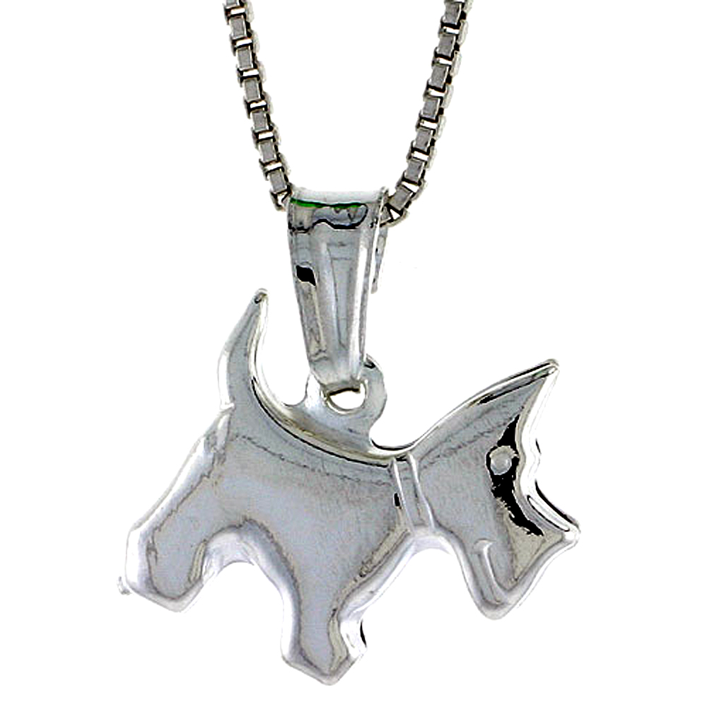 Sterling Silver Small Dog Pendant Hollow Italy 1/2 inch Tall 