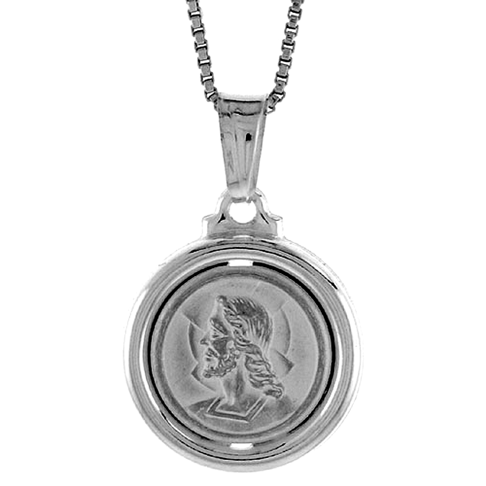 Sterling Silver Jesus Medal Hollow Italy 5/8 inch (17 mm) in Diameter.