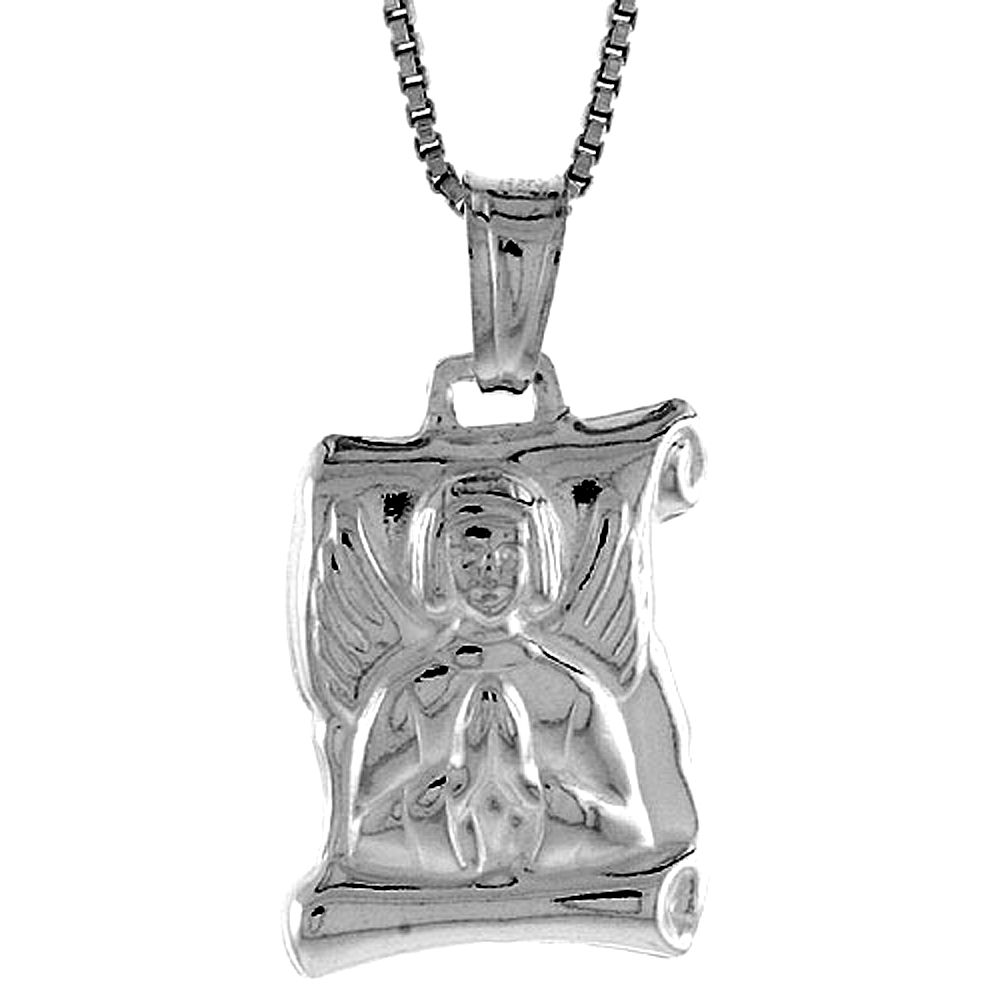 Sterling Silver Angel Pendant Hollow Italy 3/7 inch (19 mm) Tall 