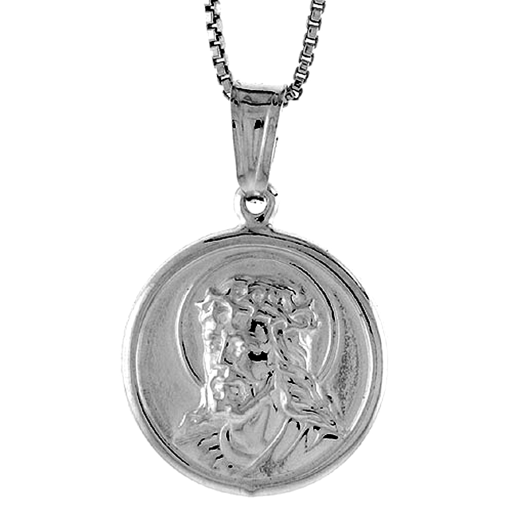 Sterling Silver Jesus Medal Hollow Italy 11/16 (18 mm) in Diameter.