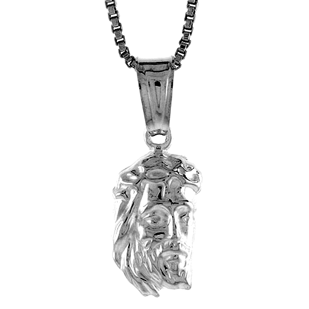 Sterling Silver Teeny Jesus Pendant Hollow Italy 1/2 inch (13 mm) Tall 