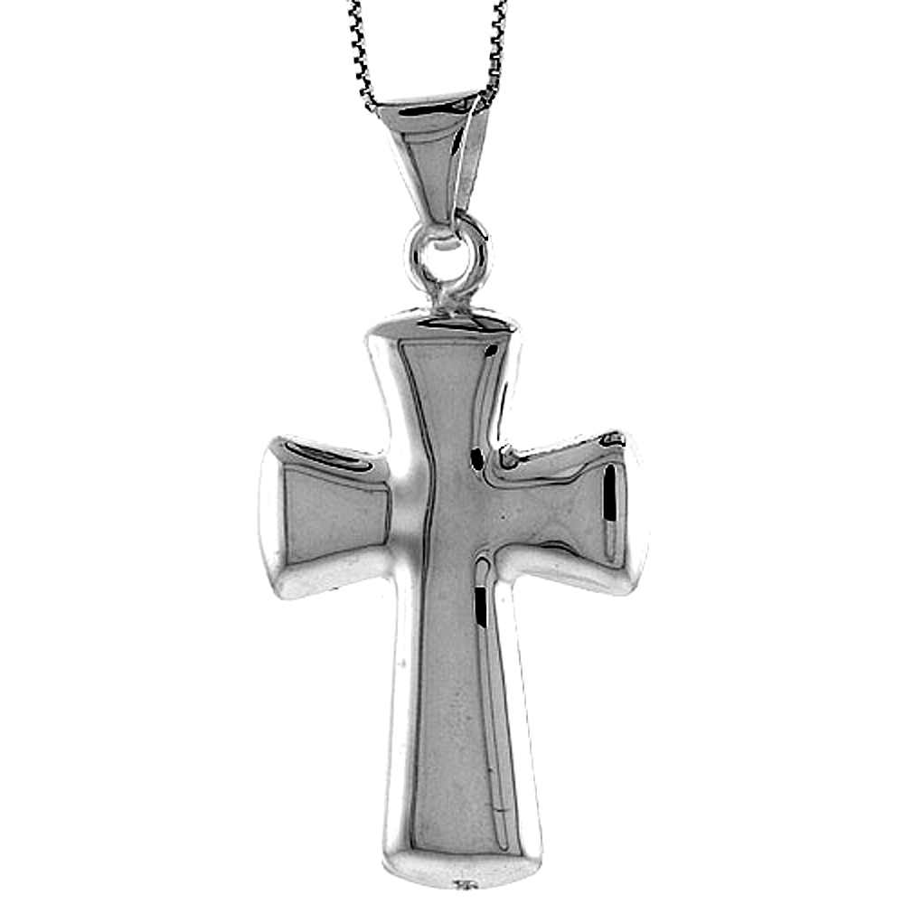 Sterling Silver Large Cross Pendant Hollow Italy 1 11/16 inch (43 mm) Tall 