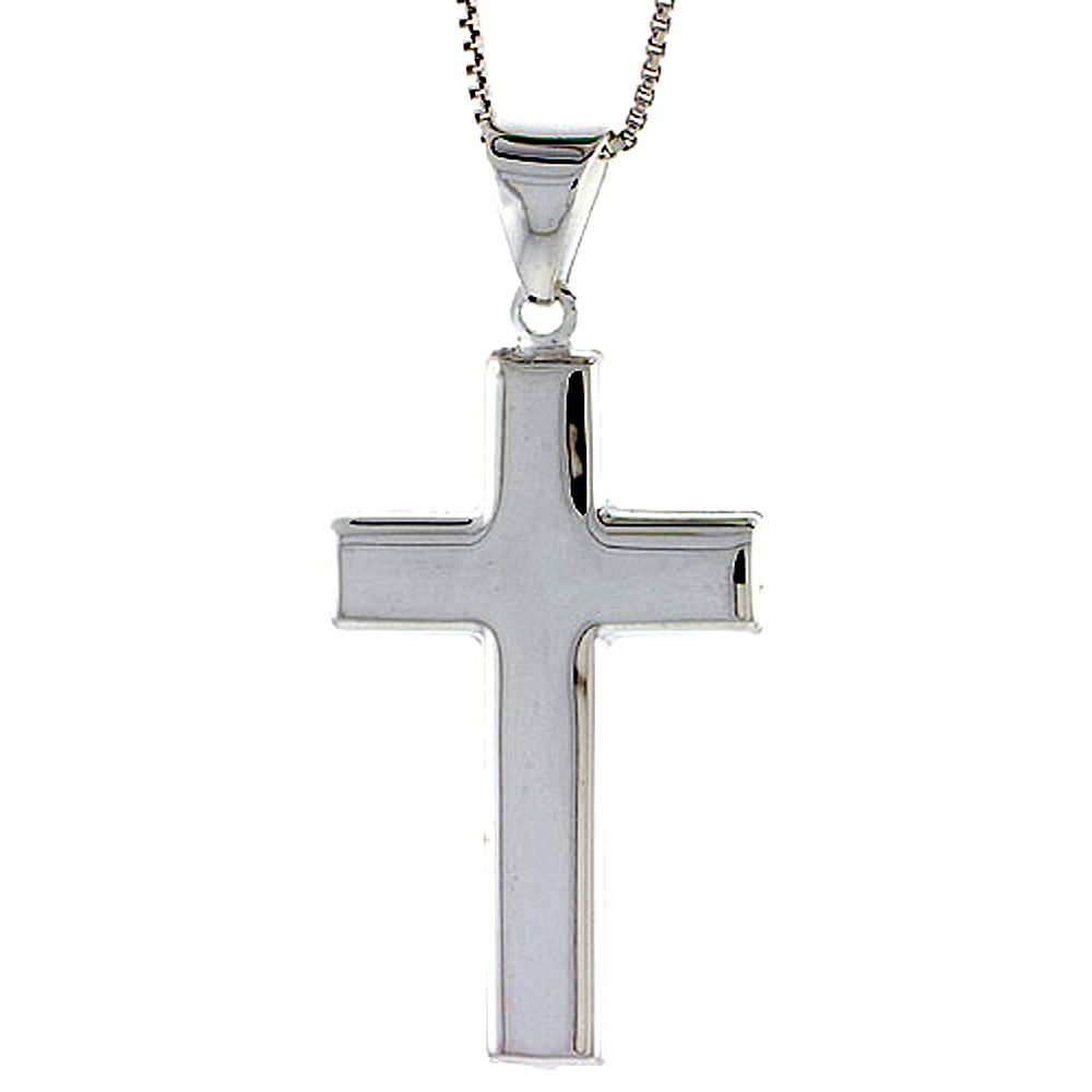 Sterling Silver Cross Pendant, Made in Italy. 1 5/16 in. (34 mm) Tall 