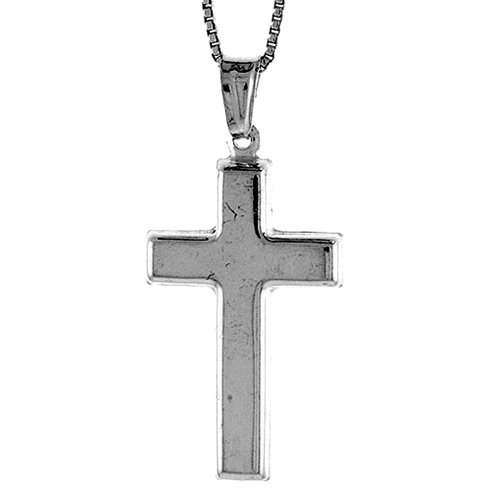 Sterling Silver Cross Pendant, Made in Italy. 1 1/16 in. (27 mm) Tall 