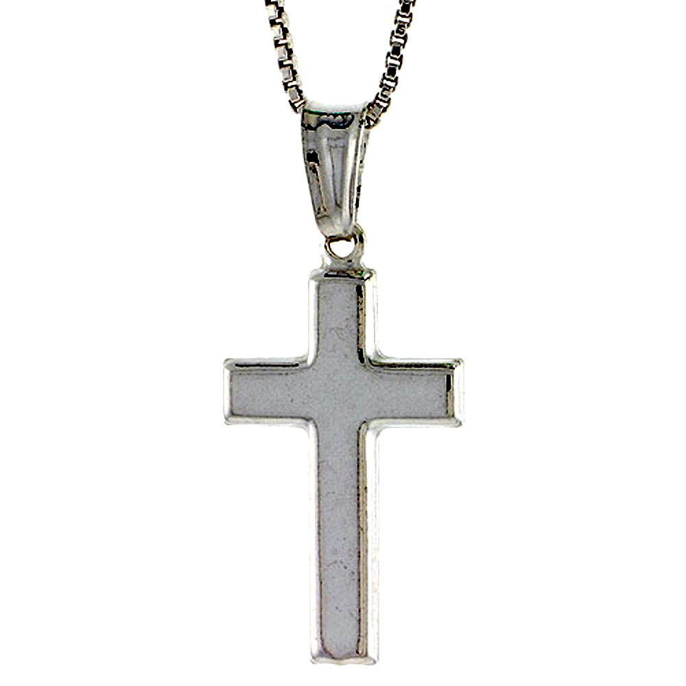 Sterling Silver Cross Pendant Hollow Italy 15/16 inch (23 mm) Tall 