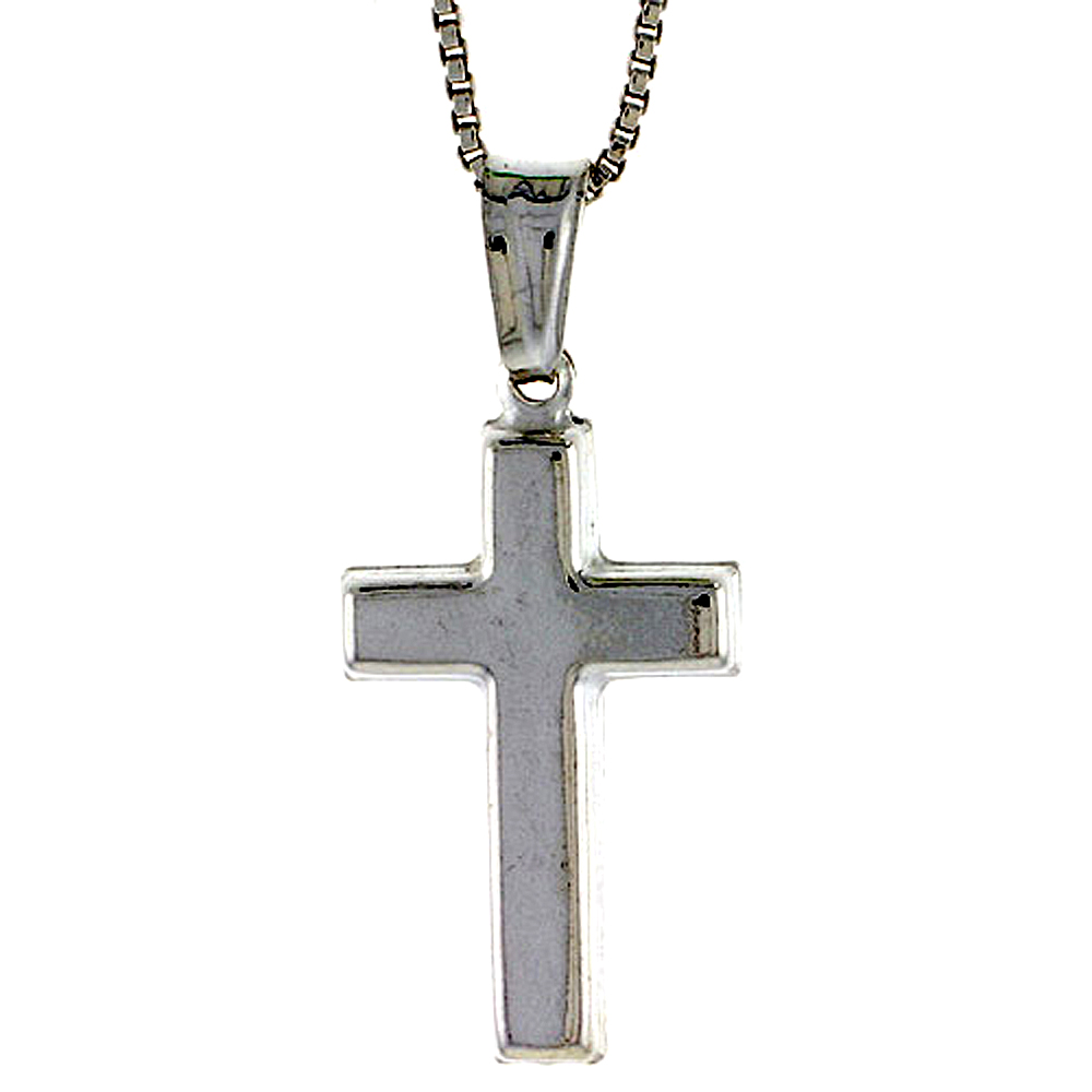 Sterling Silver Cross Pendant Hollow Italy 7/8 inch (22 mm) Tall 