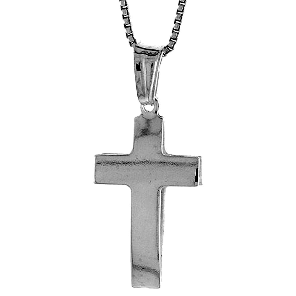 Sterling Silver Cross Pendant Hollow Italy 7/8 inch (22 mm) Tall 