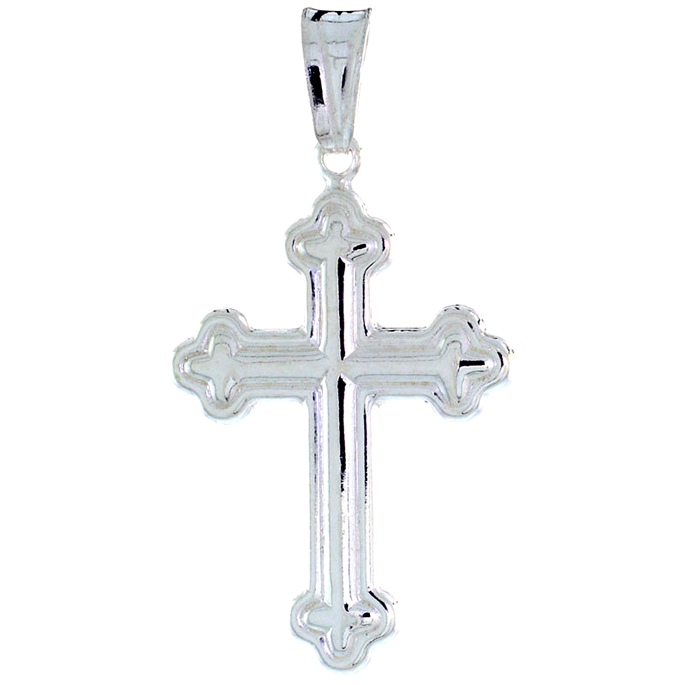 Sterling Silver Cross Pendant, Made in Italy. 1 in. (26 mm) Tall 