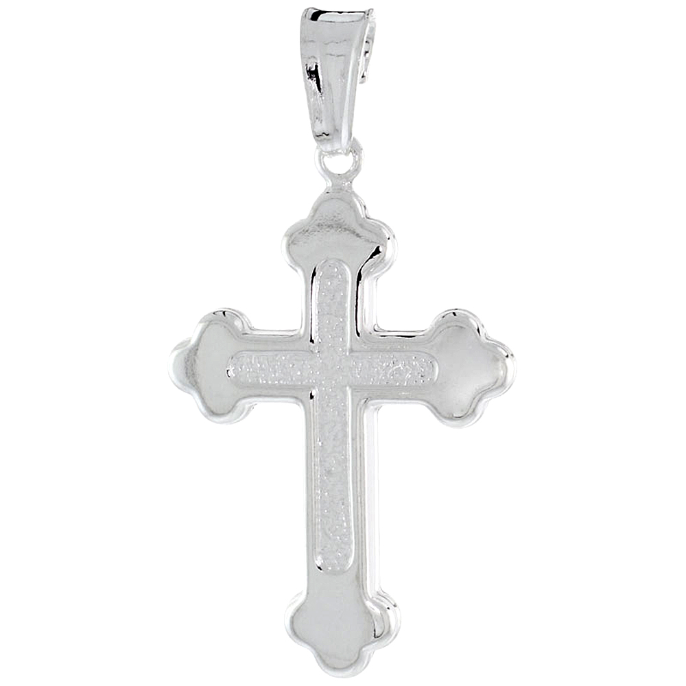 Sterling Silver Cross Pendant Hollow Italy 1 inch (25 mm) Tall 