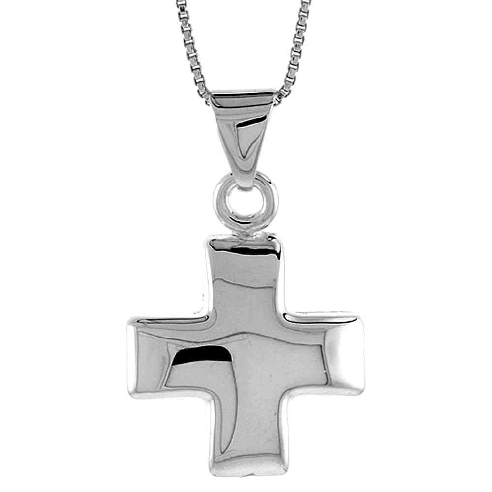 Sterling Silver Cross Pendant Hollow Italy 13/16 inch (21 mm) Tall 
