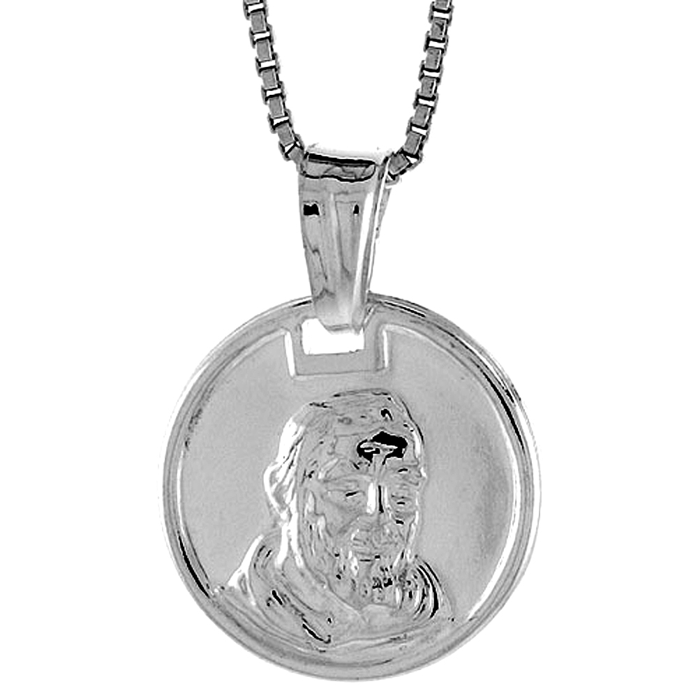 Sterling Silver Padre Pio Medal Hollow Italy 9/16 inch (15 mm) in Diameter.