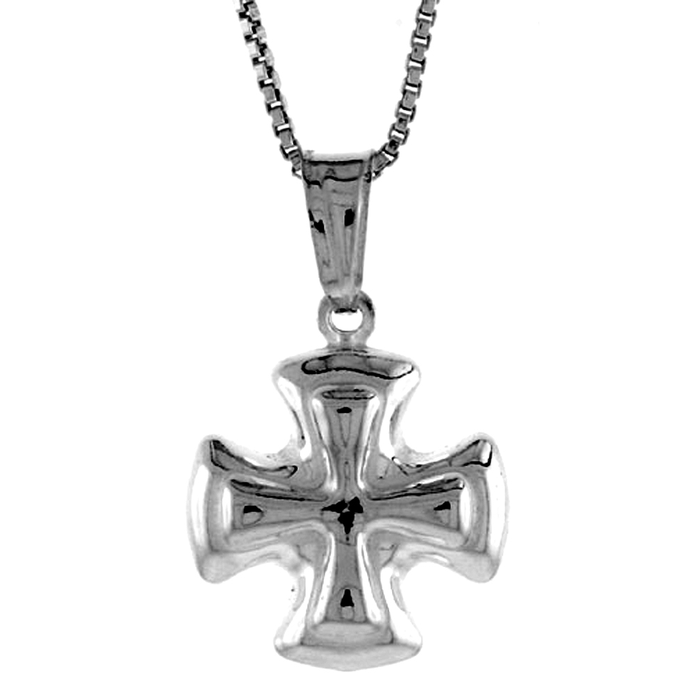 Sterling Silver Cross Pendant Hollow Italy 9/16 inch (15 mm) Tall 