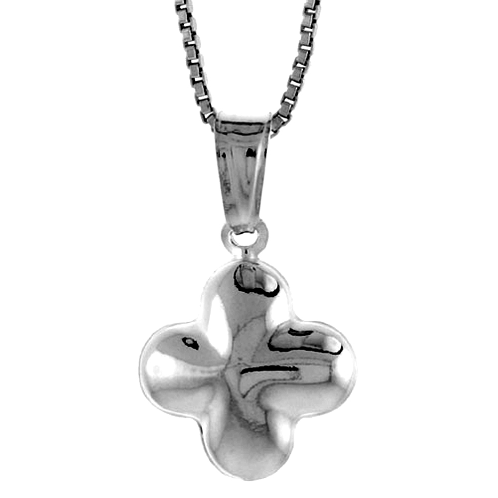 Sterling Silver Cross Pendant Hollow Italy 9/16 inch (14 mm) Tall 