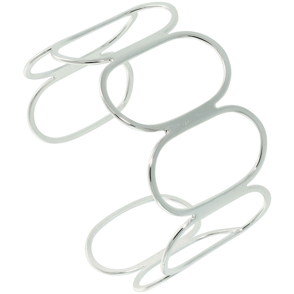Sterling Silver Cuff Bracelet Handmade Wirework Italy 1 3/8 x 7 inch