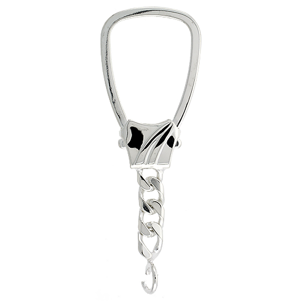 Sterling Silver Plain Keychain Connector Large, 3 inches long
