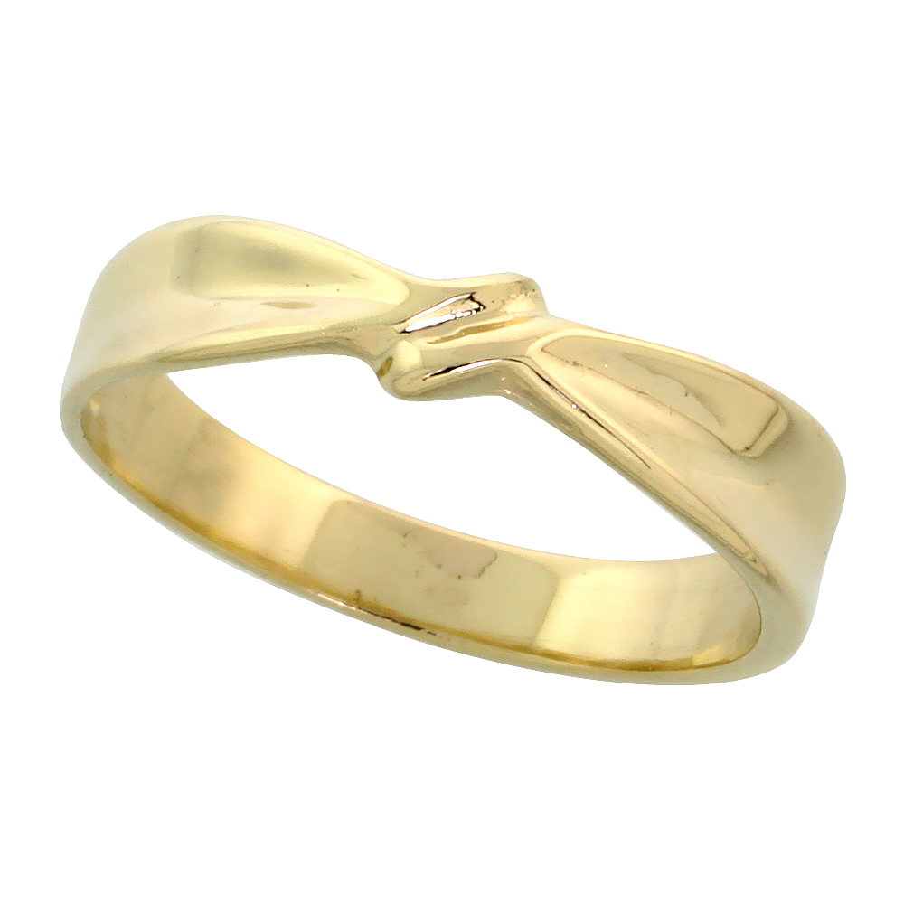 14k Gold Ribbon Knot Ring, 5/32" (4mm) wide