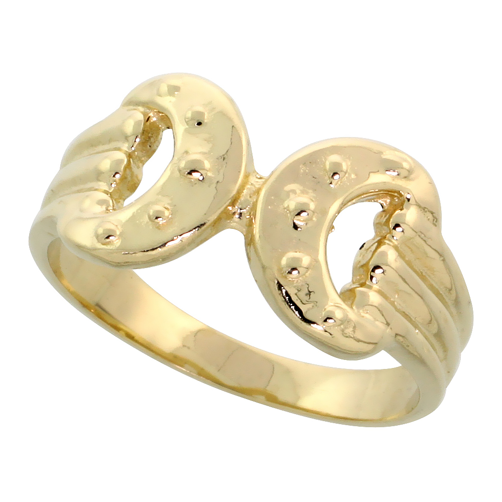 14k Gold Horse Bit Ring, 3/8" (10mm) wide