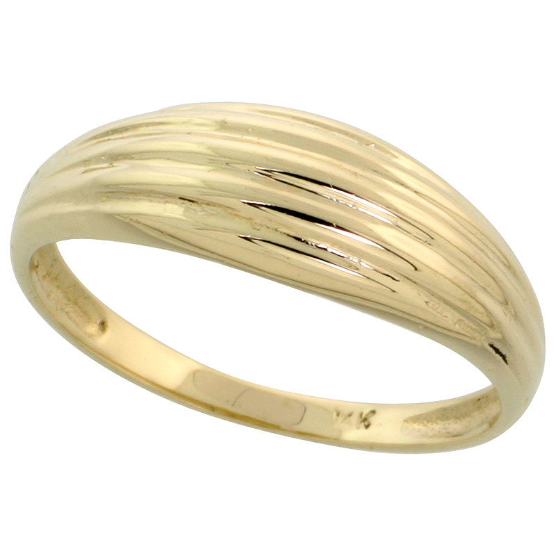14k Gold Grooved Dome Ring, 1/4&quot; (6mm) wide