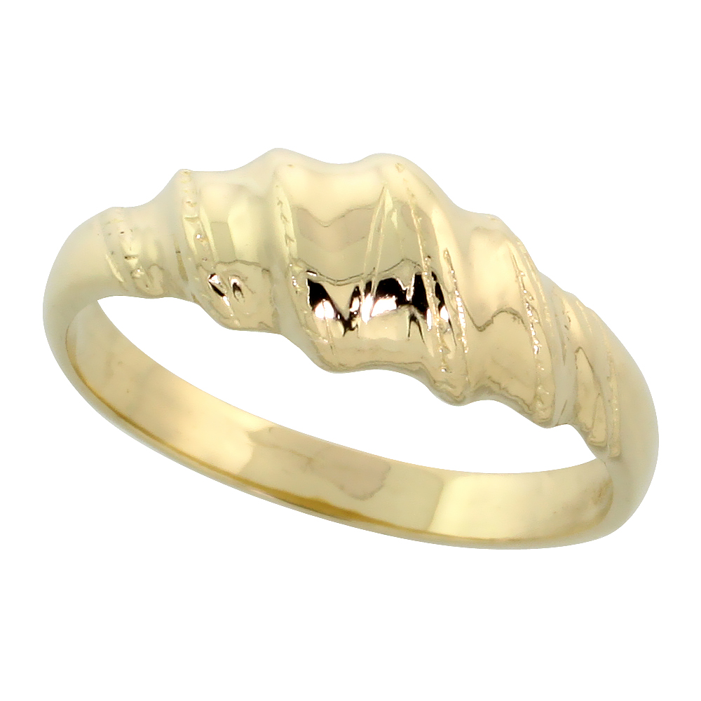 14k Gold Striped Dome Ring, 1/4" (7mm) wide