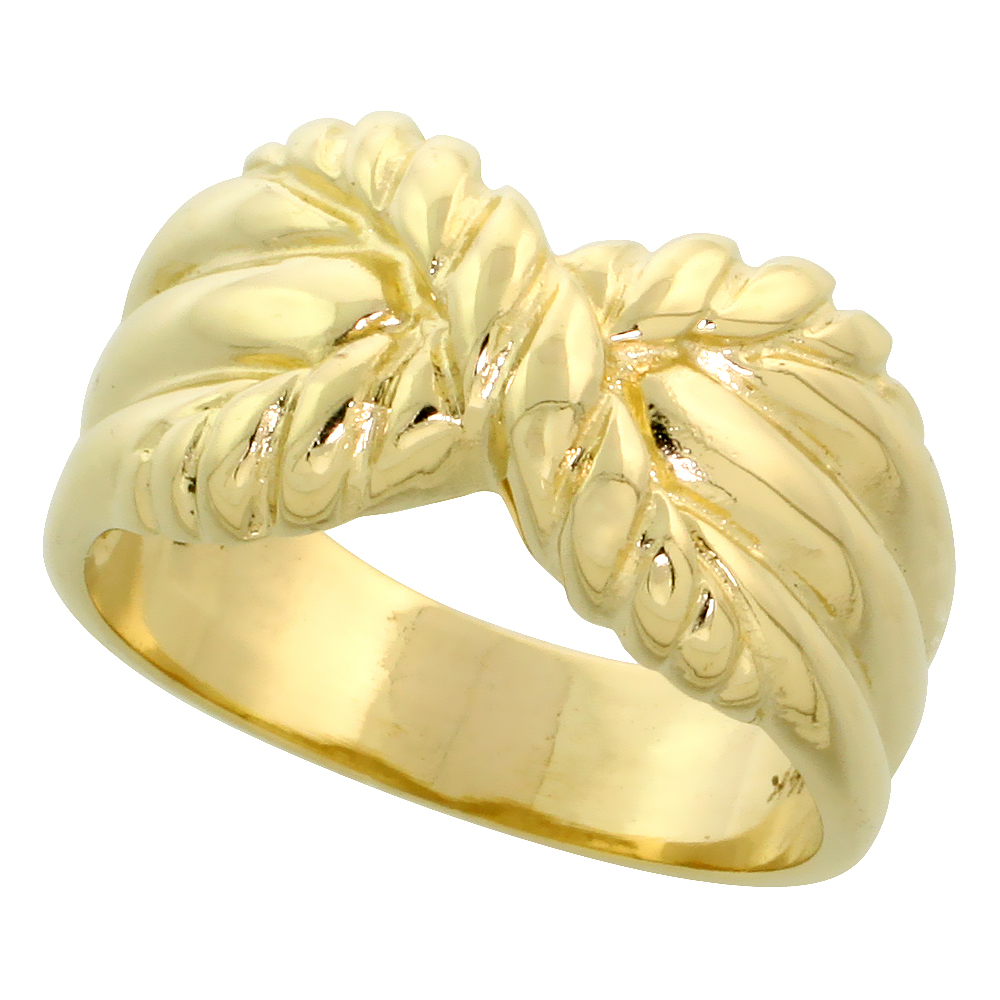 14k Gold Contemporary Rope Style Knot Ring, 3/8" (10mm) wide
