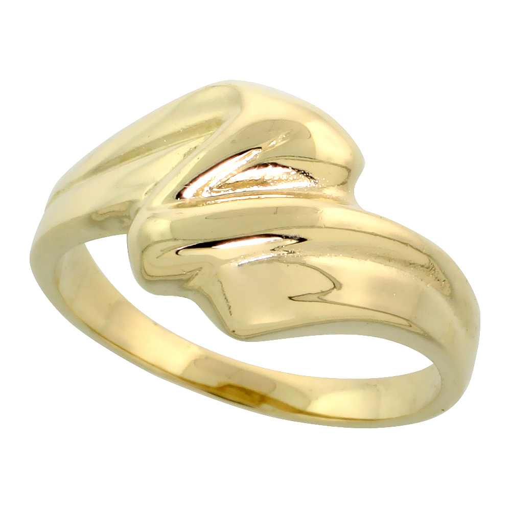 14k Gold Contemporary Wave Ring, 7/16" (11mm) wide