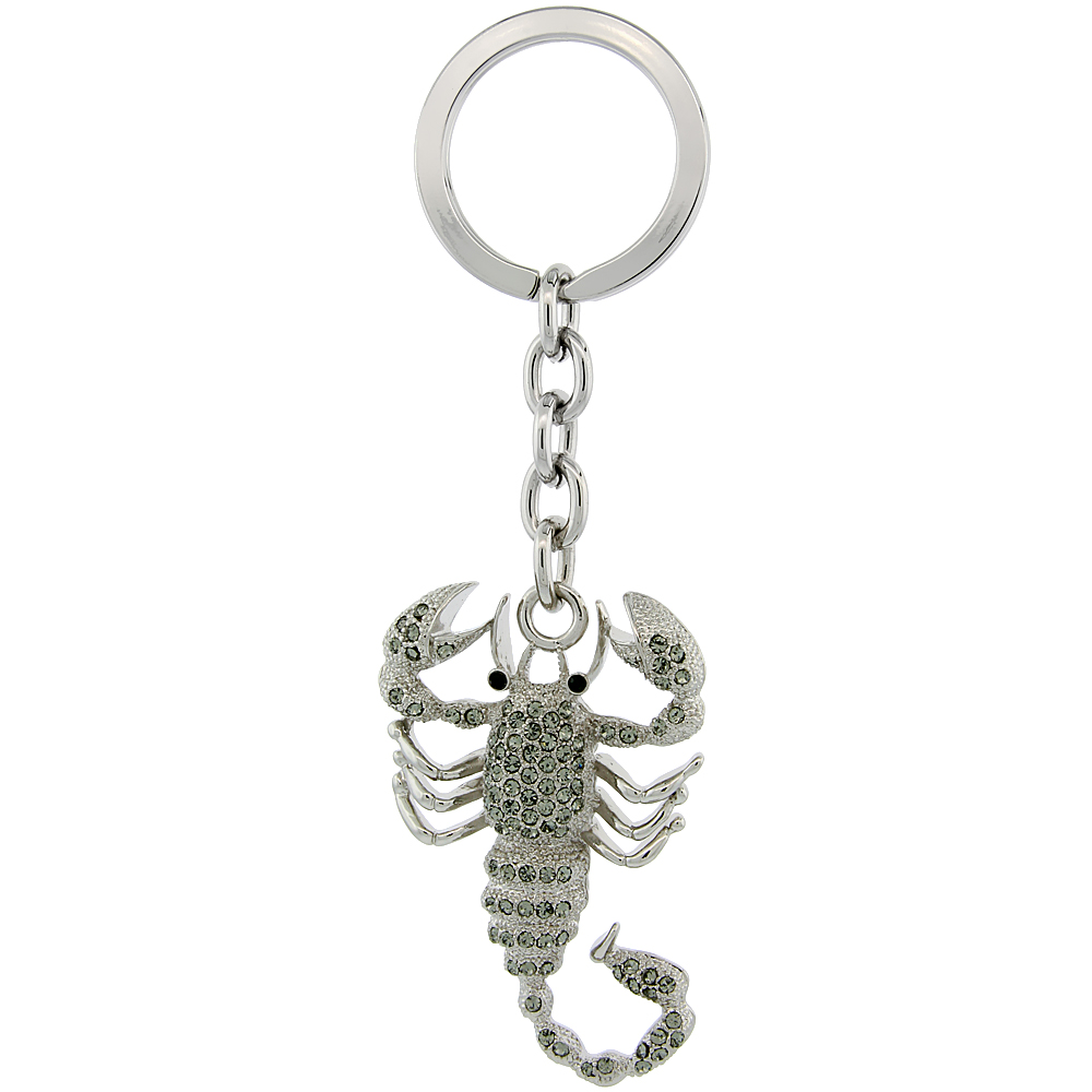 Scorpion Key Chain, Key Ring, Key Holder, Key Tag , Key Fob, w/ Brilliant Cut Swarovski Crystals, 4&quot; tall