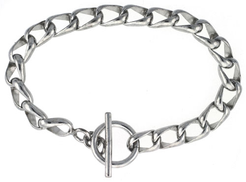 Sterling Silver Square Cuban Curb Link Bracelet sizes 8, 8.5 &amp; 9 inch