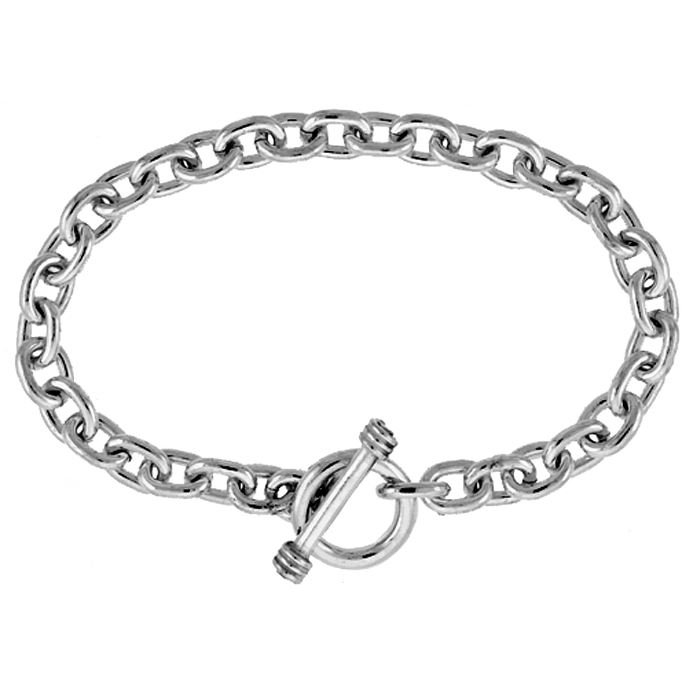 Sterling Silver Oval Rolo Link Bracelet available in 7.5, 8 and 8.5 inch lengths