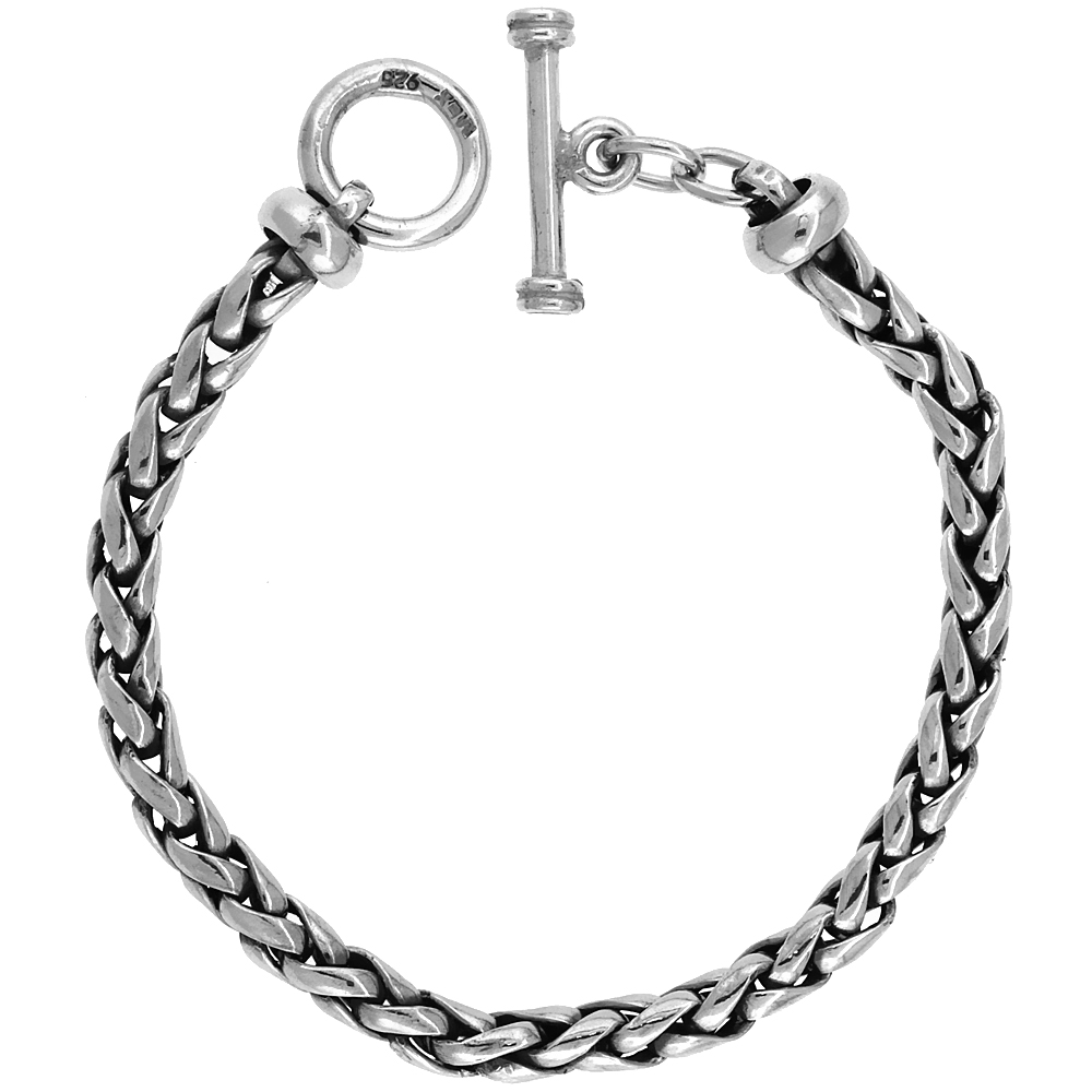 Sterling Silver Handmade Wheat Link Bracelet 1/4 inch wide, sizes 8, 8.5 &amp; 9 inch 