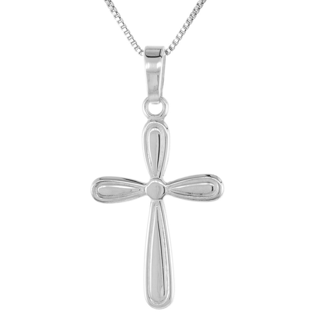 1 inch Sterling Silver Everlasting Cross Pendant for Women and Men Solid Back Flawless High Polished Finish
