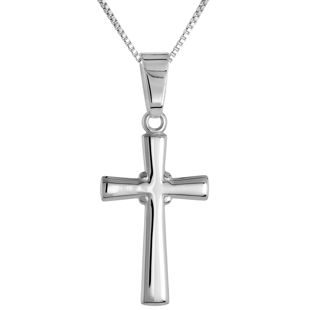 7/8 inch Sterling Silver Small Jerusalem Cross with 4 Dots Pendant for Women and Men Solid Back Flawless High Polished Finish