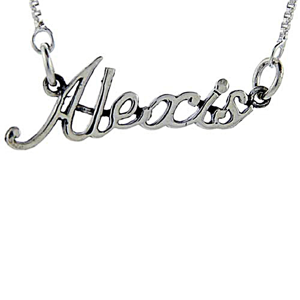 Sterling Silver Name Necklace Alexis 3/8 Inch, 17 Inches Long