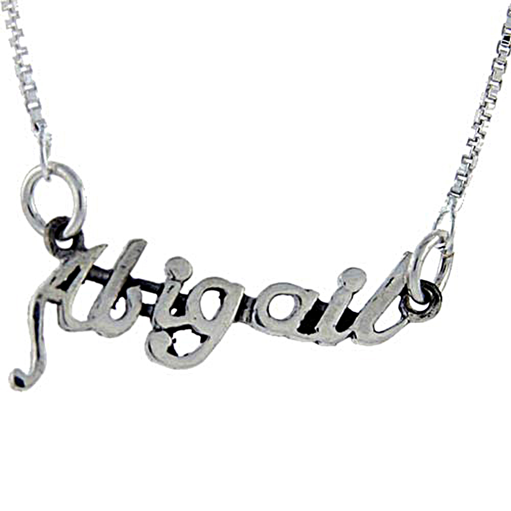 Sterling Silver Name Necklace Abigail 3/8 Inch, 17 Inches Long