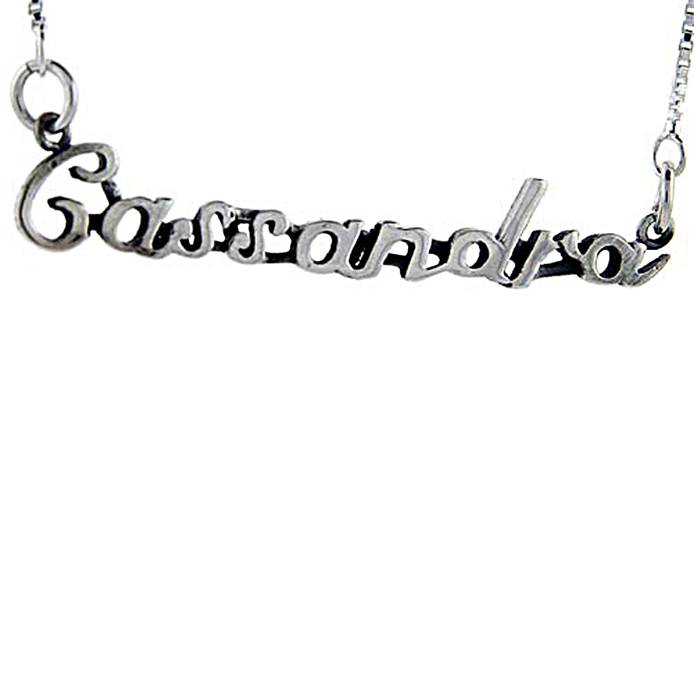 Sterling Silver Name Necklace Cassandra 3/8 Inch, 17 Inches Long